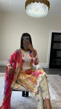Load image into Gallery viewer, Maria B inspired embroidered lawn suit colourful print with chiffon duppata