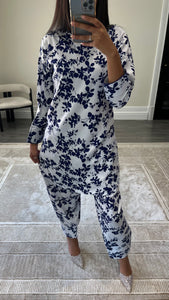 Poly cotton printed 2 piece coord with shirt and trouser.