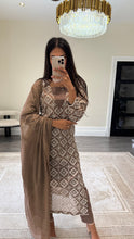 Load image into Gallery viewer, Diamond Chikankari 3 piece suit with crinkle duppata