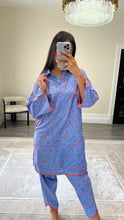 Load image into Gallery viewer, Poly cotton printed 2 piece coord with shirt and trouser.