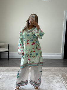 Dananeer inspired lawn printed coord set with shirt and trouser Asian clothing