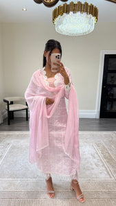 Chikankari 3 piece suit with crinkle duppata