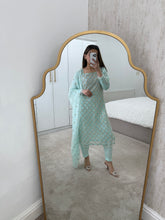 Load image into Gallery viewer, Chiffon embrofidered suit with chiffon heavily embroidered duppata and trouser