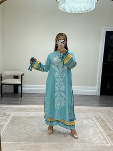 Khadi net 2 piece long shirt Coord sets