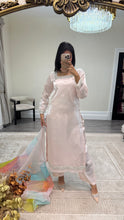 Load image into Gallery viewer, silk diamonte 3 piece suit with organza duppata