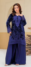 Load image into Gallery viewer, Velvet Embroidered coord with plazzo trouser