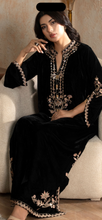 Load image into Gallery viewer, Design 3 Velvet Embroidered coord with plazzo trouser