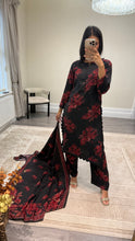Load image into Gallery viewer, Winter printed dhanak suits with lace details and cheddar duppata. Shirt with trouser and duppata winter prints Asian casual suit (immediate dispatch)