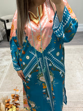 Load image into Gallery viewer, Long fusion 2 piece coord with detailing neckline. Shirt and trouser. Pakistani outfit.