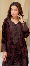 Load image into Gallery viewer, Velvet Embroidered coord with plazzo trouser