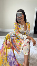 Load image into Gallery viewer, Maria B inspired embroidered lawn suit colourful print with chiffon duppata