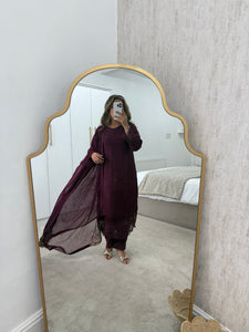 Azure Inspired plum Serene 3 piece suit (Immediate Dispatch)