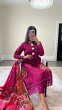 Load image into Gallery viewer, Maria B Inspired  embroidered chikankari lawn suit with silk duppata