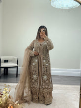 Load image into Gallery viewer, Soraya inspired diamonte 3 piece suit with cotton net duppata and crush silk inner
