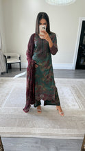 Load image into Gallery viewer, Maria B inspired embroidered lawn suit green and plum