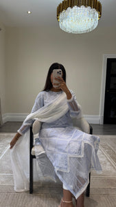 Chikankari 3 piece suit with crinkle duppata