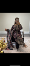 Load image into Gallery viewer, Floral print suit. With organza and wide leg trouser.Pakistani Indian shalwar kameez.