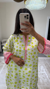 Polka lawn printed coord set with shirt and trouser Asian clothing