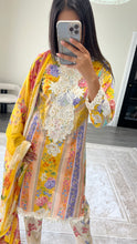 Load image into Gallery viewer, Maria B inspired embroidered lawn suit colourful print with chiffon duppata