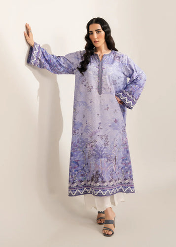 Lavender Printed Embroidered Shirt (2-4 weeks delivery)