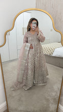 Load image into Gallery viewer, Double gown Organza handwork embroidered outfit with organza duppata