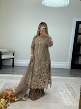 Load image into Gallery viewer, Maria B inspired heavy formal wear suit with crush trouser and organza duppata