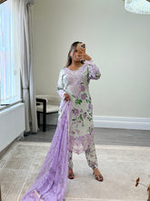 Load image into Gallery viewer, Maria B inspired embroidered lawn suit 2 colours black and lilac