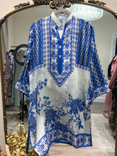 Load image into Gallery viewer, Stylish silk printed 2 piece coord set with printed shirt and trouser. One size fits all.