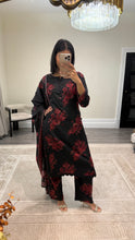 Load image into Gallery viewer, Winter printed dhanak suits with lace details and cheddar duppata. Shirt with trouser and duppata winter prints Asian casual suit (immediate dispatch)