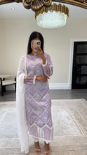 Load image into Gallery viewer, Chikankari 3 piece suit with crinkle duppata