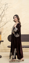 Load image into Gallery viewer, Design 2 Morrored Velvet Embroidered on trend kaftan with trouser and dupatta