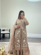 Load image into Gallery viewer, Soraya inspired diamonte 3 piece suit with cotton net duppata and crush silk inner