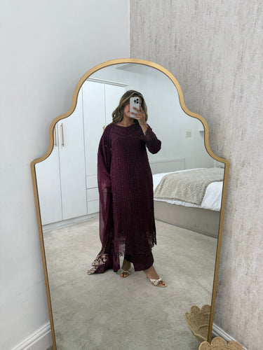 Azure Inspired plum Serene 3 piece suit (Immediate Dispatch)