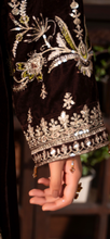 Load image into Gallery viewer, Design 3 Velvet Embroidered coord with plazzo trouser