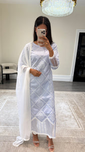 Chikankari 3 piece suit with crinkle duppata