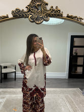 Load image into Gallery viewer, Jacquard 2 piece coord set. Shirt and trouser with printing detail. Soft jacquard fabric.