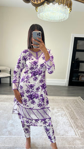Poly cotton printed 2 piece coord with shirt and trouser.