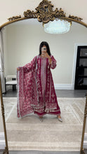 Load image into Gallery viewer, Sameera - Organza heavily embroidered suit with lace embroidery detailing and tassel finish fully embroidered duppata