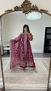 Sameera - Organza heavily embroidered suit with lace embroidery detailing and tassel finish fully embroidered duppata