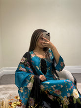 Load image into Gallery viewer, Silk 3 piece suit lulusar inspired with handwork on neckline. Kameez suit.