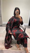 Load image into Gallery viewer, Winter printed dhanak suits with lace details and cheddar duppata. Shirt with trouser and duppata winter prints Asian casual suit (immediate dispatch)