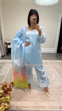 Load image into Gallery viewer, silk diamonte 3 piece suit with organza duppata