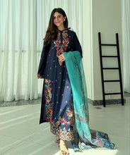Load image into Gallery viewer, LIANA NAVY BLUE LUXURY EMBROIDERED LAWN 3PCS SET - READY TO WEAR (2-4 week’s delivery)