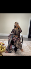 Load image into Gallery viewer, Floral print suit. With organza and wide leg trouser.Pakistani Indian shalwar kameez.