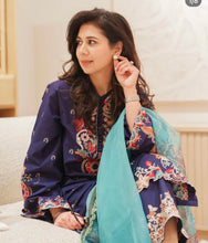 Load image into Gallery viewer, LIANA NAVY BLUE LUXURY EMBROIDERED LAWN 3PCS SET - READY TO WEAR (2-4 week’s delivery)