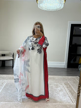 Load image into Gallery viewer, Varzah kaftan style long shirt with khadi net duppata and wide leg trouser