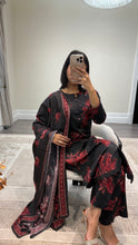 Load image into Gallery viewer, Winter printed dhanak suits with lace details and cheddar duppata. Shirt with trouser and duppata winter prints Asian casual suit (immediate dispatch)