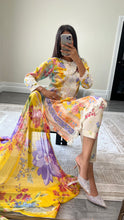 Load image into Gallery viewer, Maria B inspired embroidered lawn suit colourful print with chiffon duppata