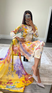 Maria B inspired embroidered lawn suit colourful print with chiffon duppata