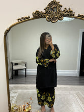 Load image into Gallery viewer, Jacquard 2 piece coord set. Shirt and trouser with printing detail. Soft jacquard fabric.